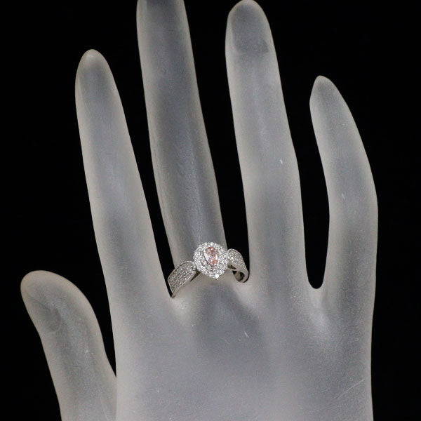 新品 希少 Pt950 ペアシェイプカット 天然ピンク ダイヤモンド リング 0.257ct FOP VS2 D0.48ct