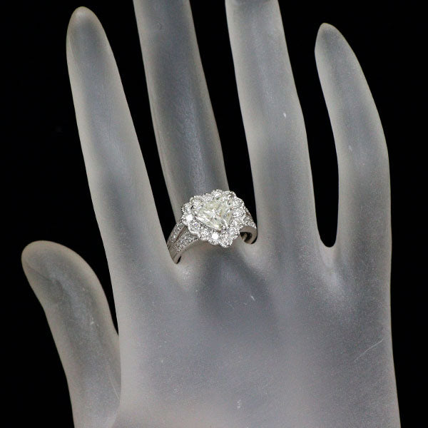 新品 Pt900 ハートシェイプ ダイヤモンド リング 2.111ct L I1 D0.83ct