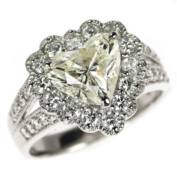 新品 Pt900 ハートシェイプ ダイヤモンド リング 2.111ct L I1 D0.83ct