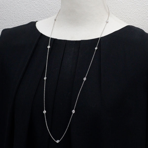 新品 K18WG ダイヤモンド ペンダントネックレス 3.009ct ロング ステーション 75cm
