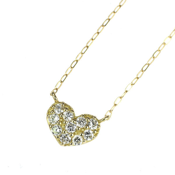 新品 K18YG ダイヤモンド ペンダントネックレス 0.18ct ハート パヴェ