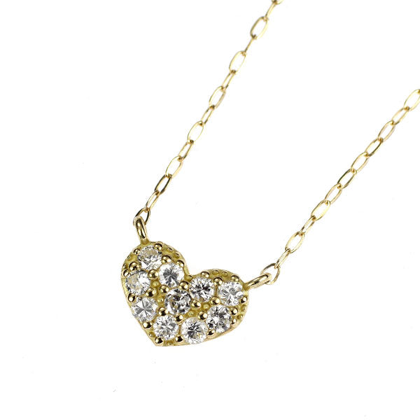 新品 K18YG ダイヤモンド ペンダントネックレス 0.18ct ハート パヴェ