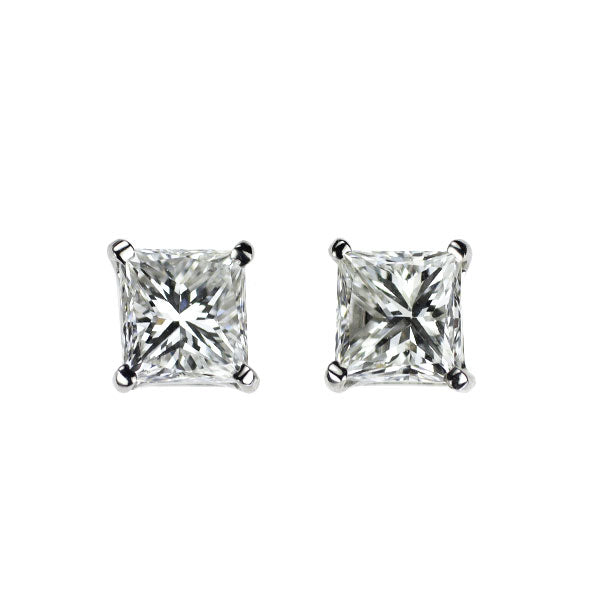 新品 Pt900 プリンセスカット ダイヤモンド ピアス 0.697ct E/F VS1
