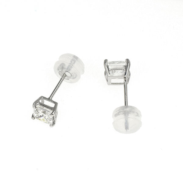 新品 Pt900 プリンセスカット ダイヤモンド ピアス 0.873ct E/G VS1-2
