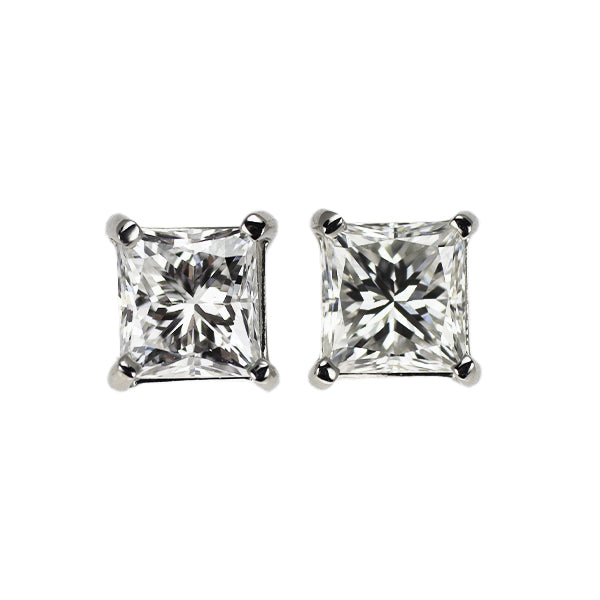 新品 Pt900 プリンセスカット ダイヤモンド ピアス 0.873ct E/G VS1-2