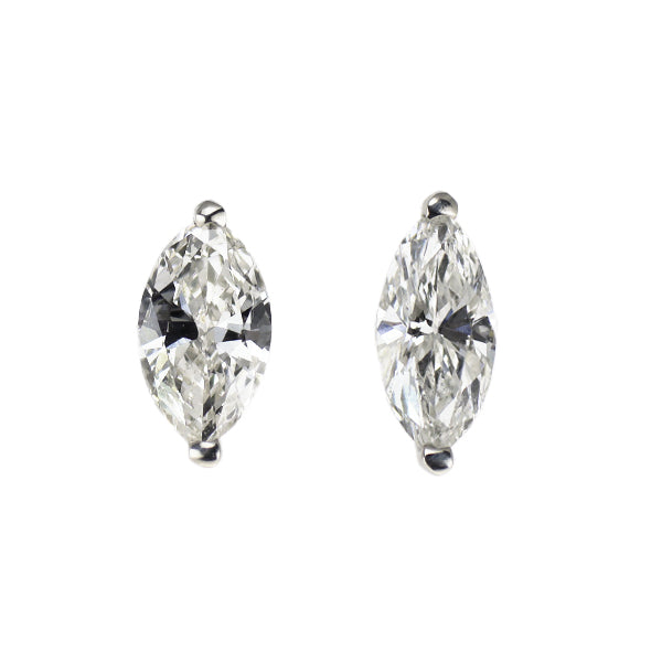 新品 Pt900 マーキスカット ダイヤモンド ピアス 0.417ct F/G SI1-2
