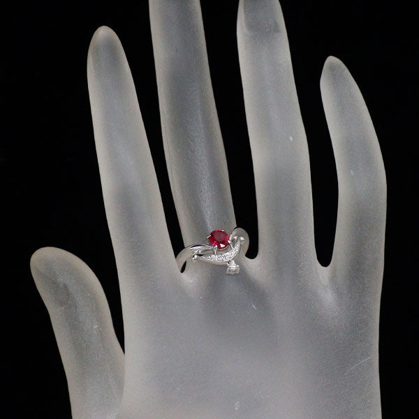 K18WG ルビー ダイヤモンド リング 0.66ct D0.06ct
