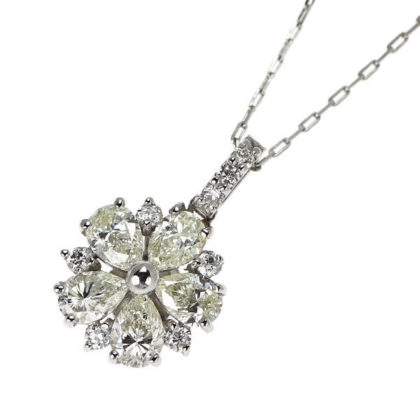 Pt900/ Pt850 ダイヤモンド ペンダントネックレス 0.40ct フラワー