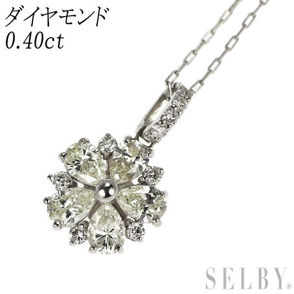 Pt900/ Pt850 ダイヤモンド ペンダントネックレス 0.40ct フラワー