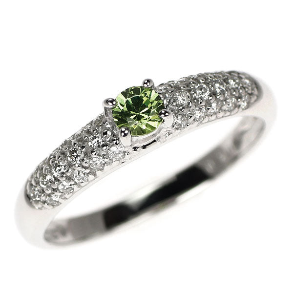 K18WG グリーンガーネット ダイヤモンド リング 0.23ct D0.20ct