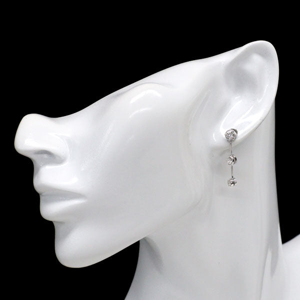 K18WG ダイヤモンド ピアス 1.00ct スリーストーン