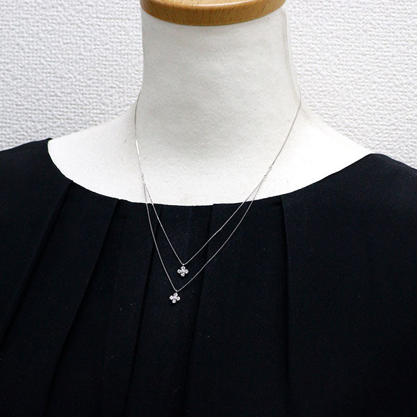 K18WG ダイヤモンド ペンダントネックレス 0.42ct フラワー