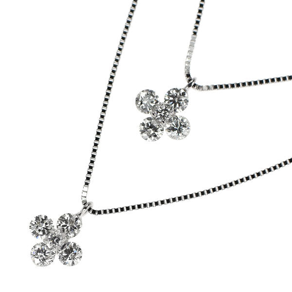 K18WG ダイヤモンド ペンダントネックレス 0.42ct フラワー