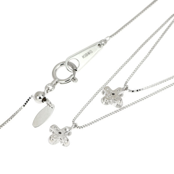 K18WG ダイヤモンド ペンダントネックレス 0.42ct フラワー