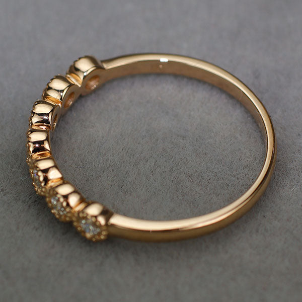 新品 K18PG H&C ダイヤモンド リング 0.15ct ミルグレイン【エスコレ】 ハーフエタニティ