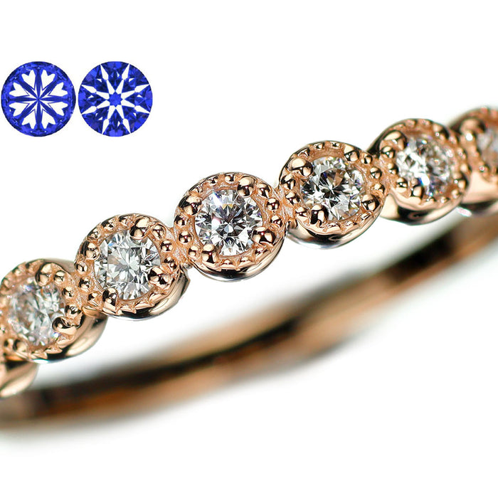 新品 K18PG H&C ダイヤモンド リング 0.15ct ミルグレイン【エスコレ】 ハーフエタニティ
