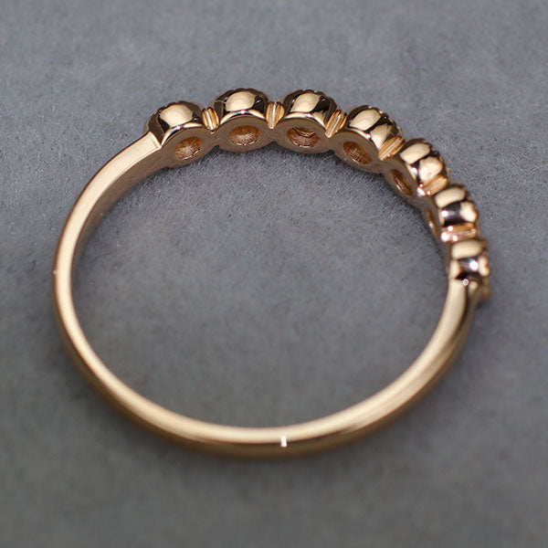 新品 K18PG H&C ダイヤモンド リング D0.15ct ミルグレイン【エスコレ】 ハーフエタニティ