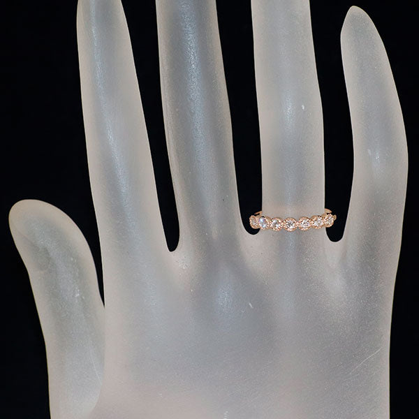 新品 K18PG H&C ダイヤモンド リング D0.15ct ミルグレイン【エスコレ】 ハーフエタニティ