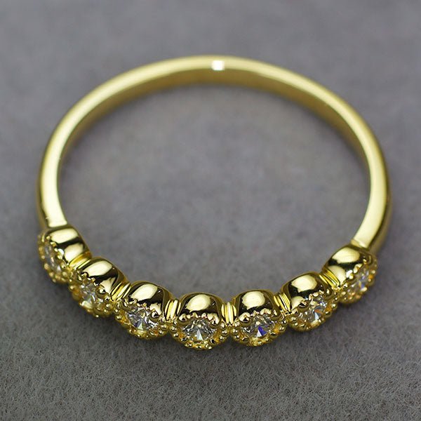 新品 K18YG H&C ダイヤモンド リング 0.15ct ミルグレイン【エスコレ】 ハーフエタニティ