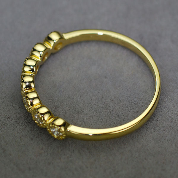 新品 K18YG H&C ダイヤモンド リング 0.15ct ミルグレイン【エスコレ】 ハーフエタニティ