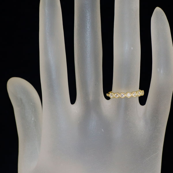 新品 K18YG H&C ダイヤモンド リング 0.15ct ミルグレイン【エスコレ】 ハーフエタニティ