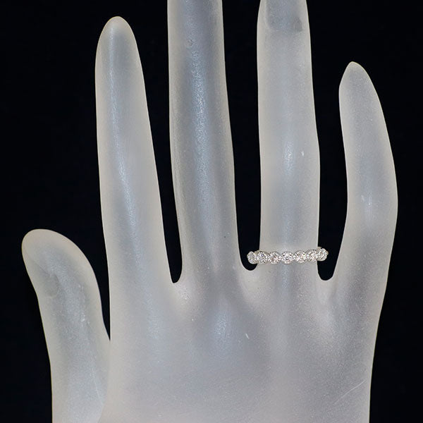 新品 Pt950 H&C ダイヤモンド リング 0.15ct ミルグレイン【エスコレ】 ハーフエタニティ