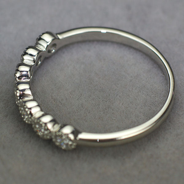 新品 Pt950 H&C ダイヤモンド リング 0.15ct ミルグレイン【エスコレ】 ハーフエタニティ