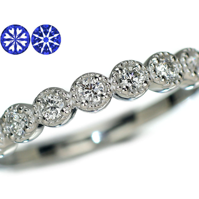 新品 Pt950 H&C ダイヤモンド リング 0.15ct ミルグレイン【エスコレ】 ハーフエタニティ