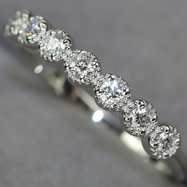 新品 Pt950 H&C ダイヤモンド リング 0.15ct ミルグレイン【エスコレ】 ハーフエタニティ