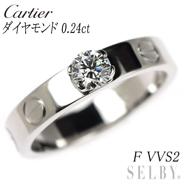 カルティエ K18WG ダイヤモンド リング 0.24 F VVS2 ミニラブ ソリテール 48号
