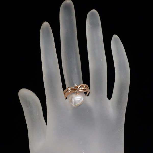 田崎真珠 K18PG マベパール ダイヤモンド リング D0.02ct ハート