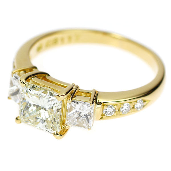 田崎真珠 K18YG プリンセスカットダイヤモンド リング 1.17ct D0.60ct 《セルビー銀座店》【中古】