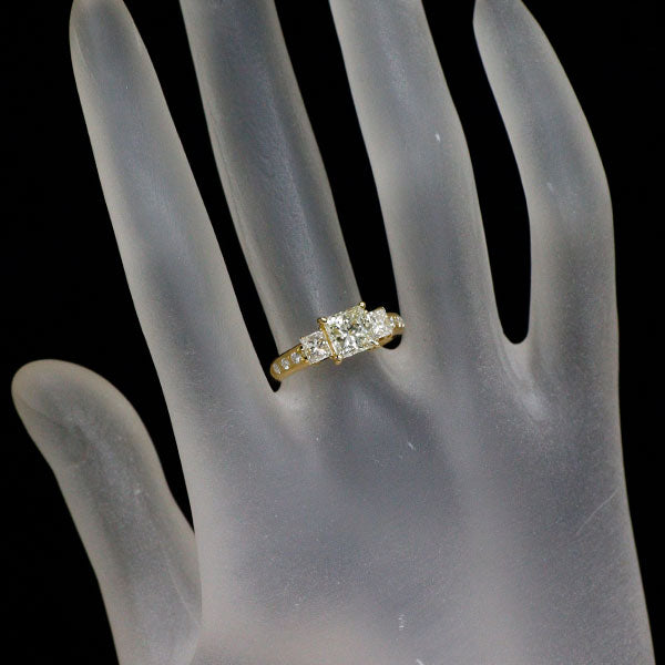 田崎真珠 K18YG プリンセスカットダイヤモンド リング 1.17ct D0.60ct 《セルビー銀座店》【中古】