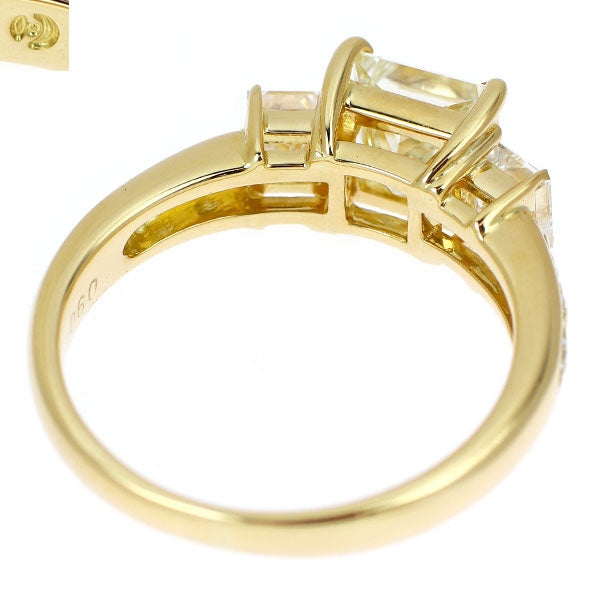 田崎真珠 K18YG プリンセスカットダイヤモンド リング 1.17ct D0.60ct 《セルビー銀座店》【中古】
