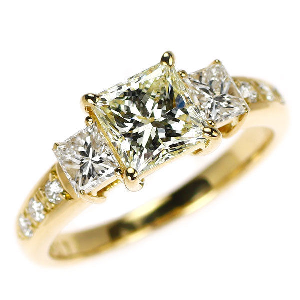 田崎真珠 K18YG プリンセスカットダイヤモンド リング 1.17ct D0.60ct 《セルビー銀座店》【中古】
