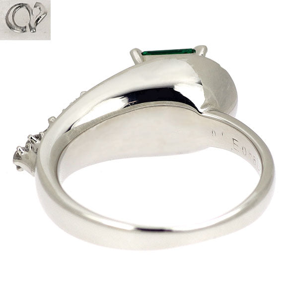 クレサンベール Pt900 再結晶エメラルド ダイヤモンド リング 0.88ct D0.285ct