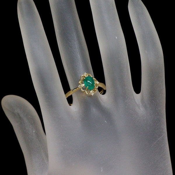 GSTV K18YG エメラルド ダイヤモンド リング 0.75ct D0.02ct