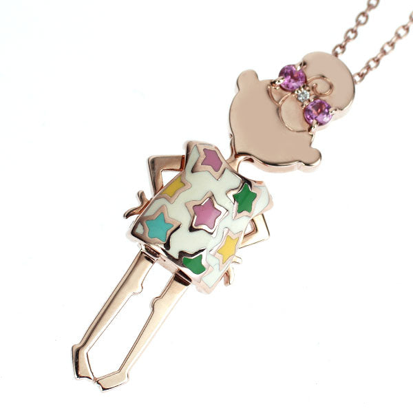 ポンテヴェキオ エナメル/ K9PG ピンクトルマリン ダイヤモンド ペンダントネックレス 0.05ct D0.005ct EME/エメ
