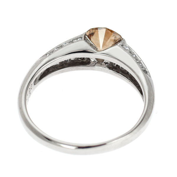 Pt900 ブラウン ダイヤモンド リング 1.196ct D0.40ct