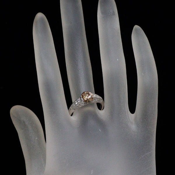 Pt900 ブラウン ダイヤモンド リング 1.196ct D0.40ct