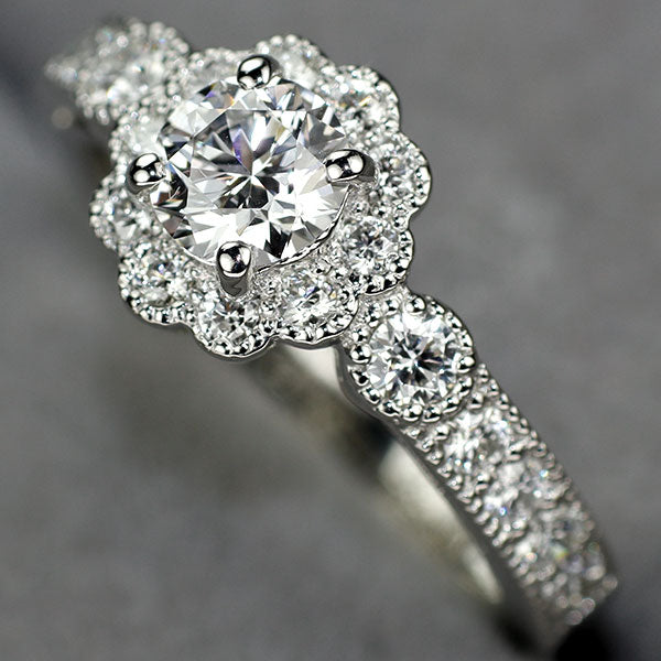 Pt950 ダイヤモンド リング 0.411ct D VVS2 3EX D0.38ct
