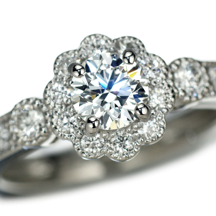 Pt950 ダイヤモンド リング 0.411ct D VVS2 3EX D0.38ct