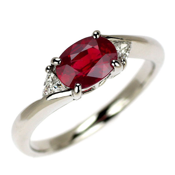 Pt900 ルビー ダイヤモンド リング 1.075ct D0.15ct