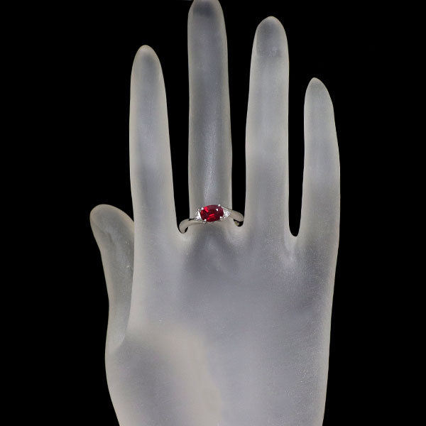 Pt900 ルビー ダイヤモンド リング 1.075ct D0.15ct