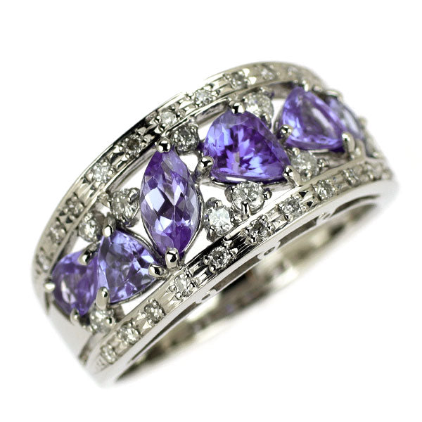Pt900 タンザナイト ダイヤモンド リング 1.30ct D0.27ct