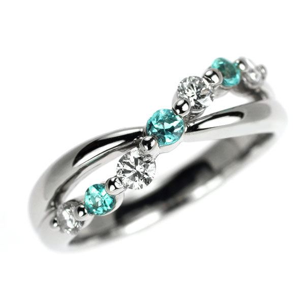 Pt900 パライバトルマリン ダイヤモンド リング 0.17ct D0.28ct