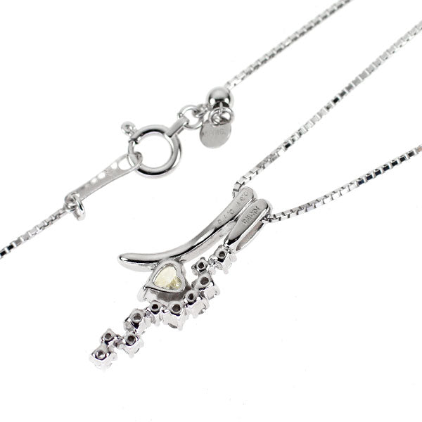 K18WG ハートシェイプ ダイヤモンド  ペンダントネックレス 0.31ct D0.15ct