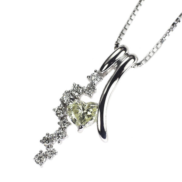 K18WG ハートシェイプ ダイヤモンド  ペンダントネックレス 0.31ct D0.15ct