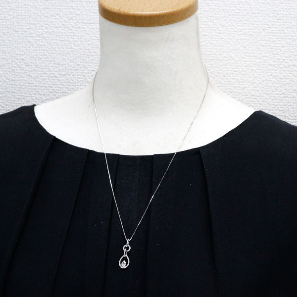 K18WG ペアシェイプ ダイヤモンド ペンダントネックレス 0.300ct D0.20ct