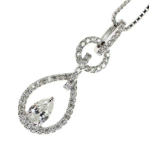 K18WG ペアシェイプ ダイヤモンド ペンダントネックレス 0.300ct D0.20ct